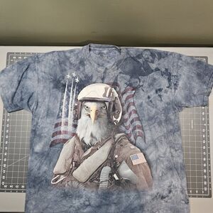 The Mountain Eagle Fighter Pilot Tshirt XXXL Blue Tie Dye Manimals Patriot USA